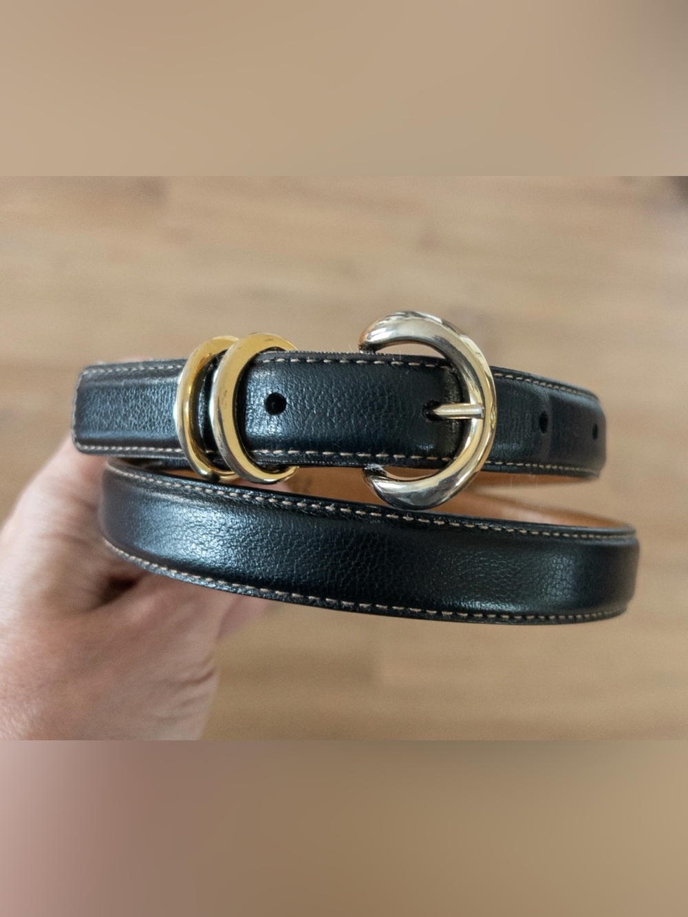 Vintage Etienne Aigner Smooth Leather Belt Black Size S